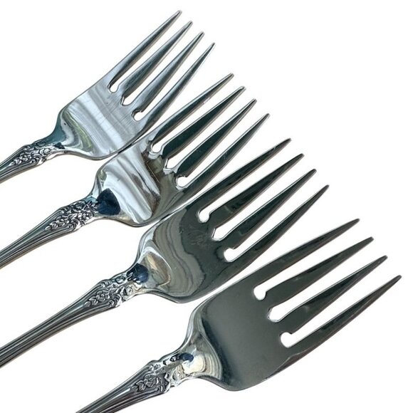 Oneida Pembrooke Renoir SSS Stainless Flatware 4-Piece Salad Fork Set Vintage 6- - Picture 6 of 10